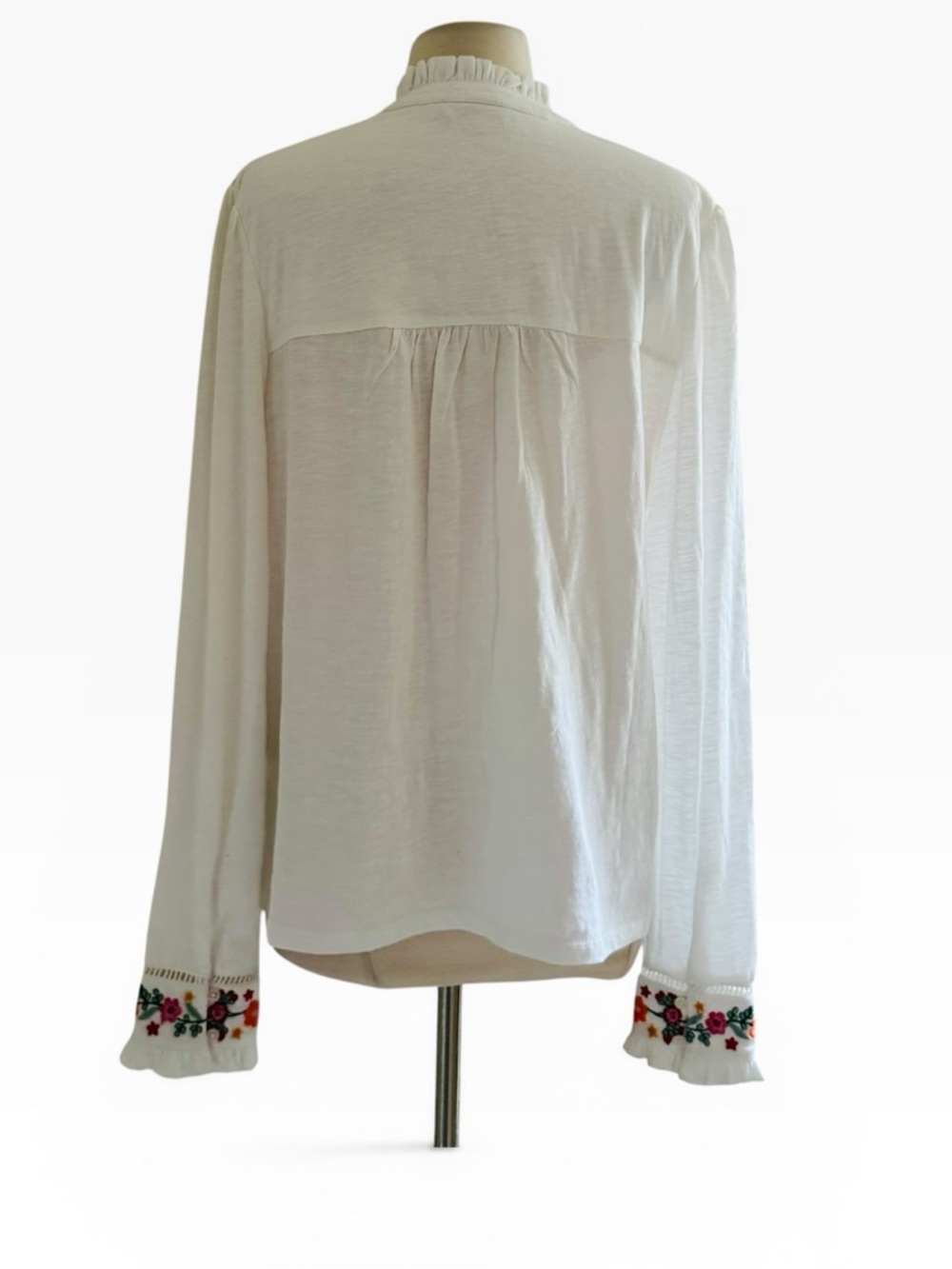 Boden Embroidered Floral Button Front Top - Picture 3 of 10